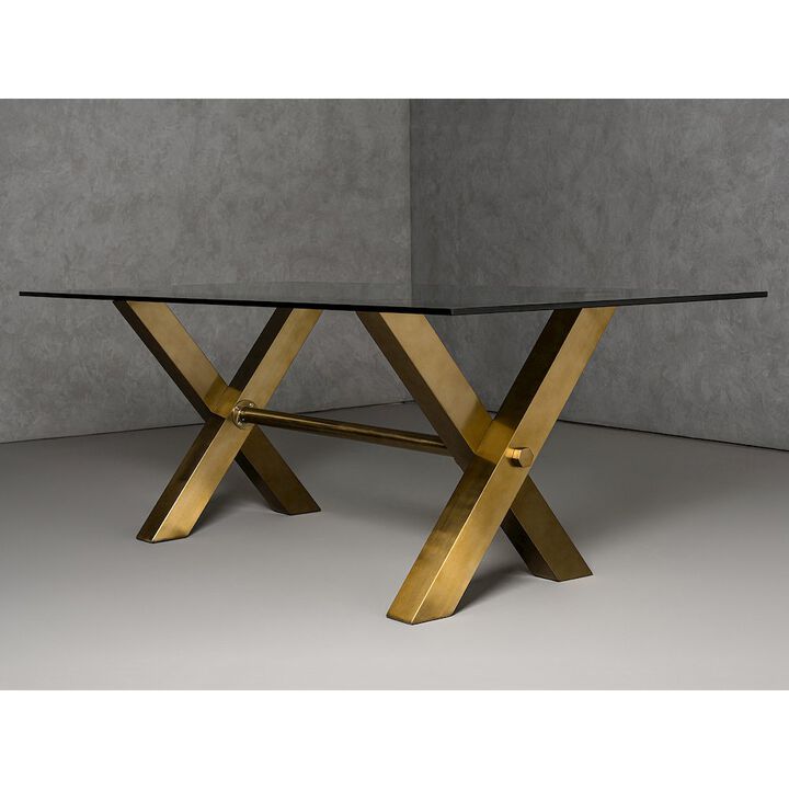 Modrest Dandy - Modern Golden & 15mm Glass Dining Table