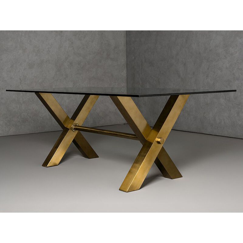 Modrest Dandy - Modern Golden & 15mm Glass Dining Table