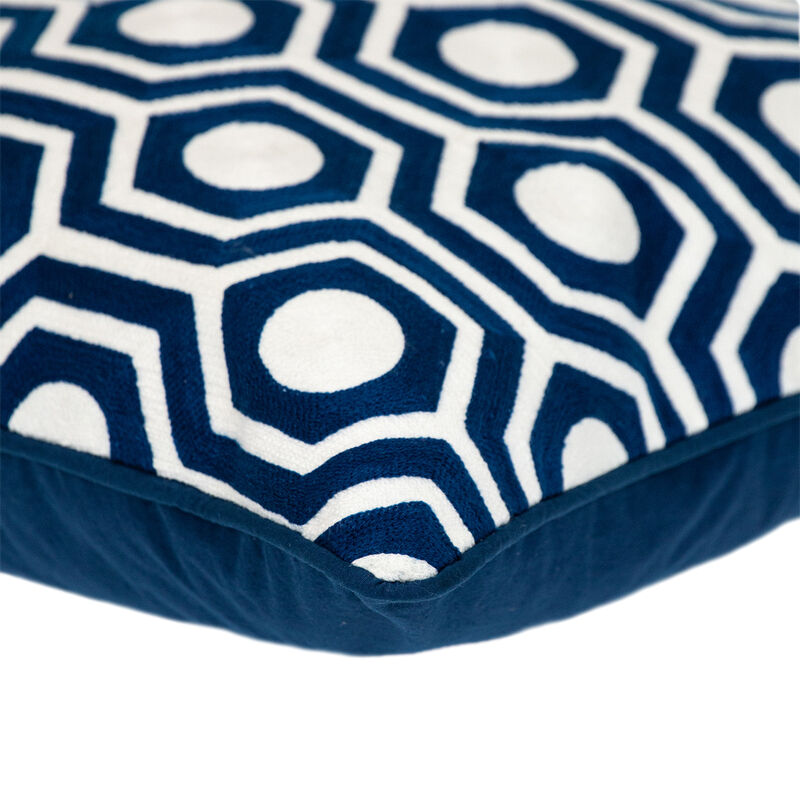 HomeRoots 20" X 20" Blue Geometric Cotton Zippered Pillow image number 3