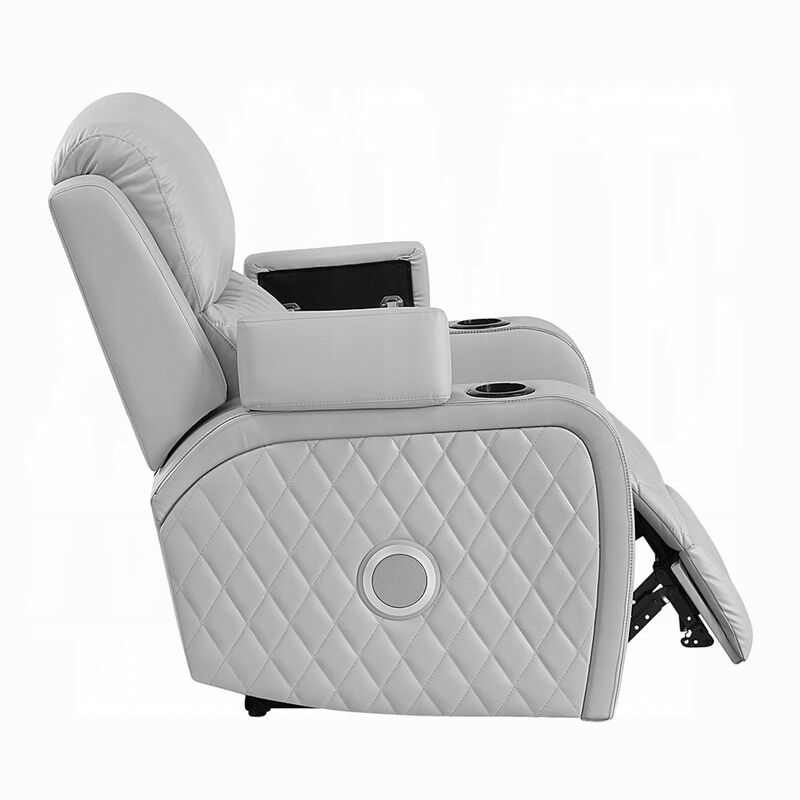 Ely Power Motion Reclining Chair with LED, Light Gray Synthetic Leather image number 3