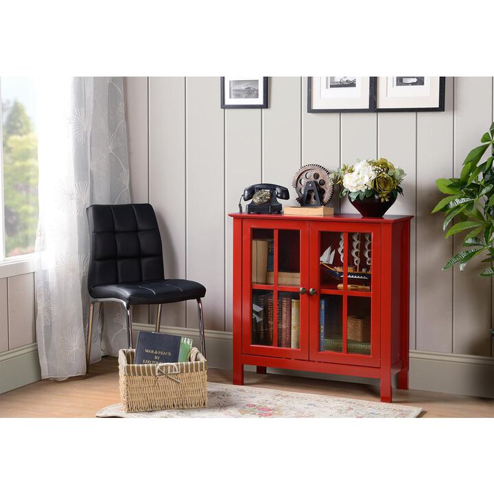 Red Glass Door Accent and Display Cabinet