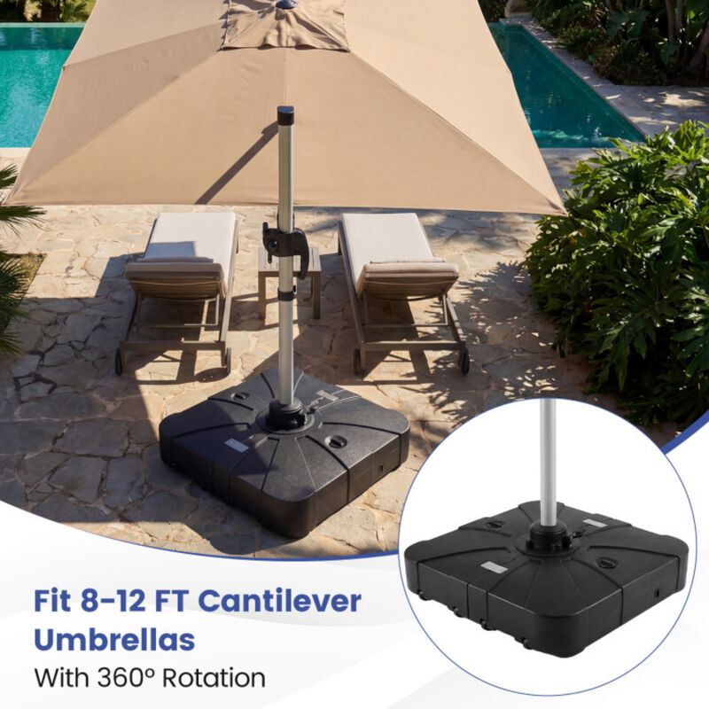 Outdoor Cantilever Umbrella Base Square Water and Sand Fillable Base-35 Inches image number 7