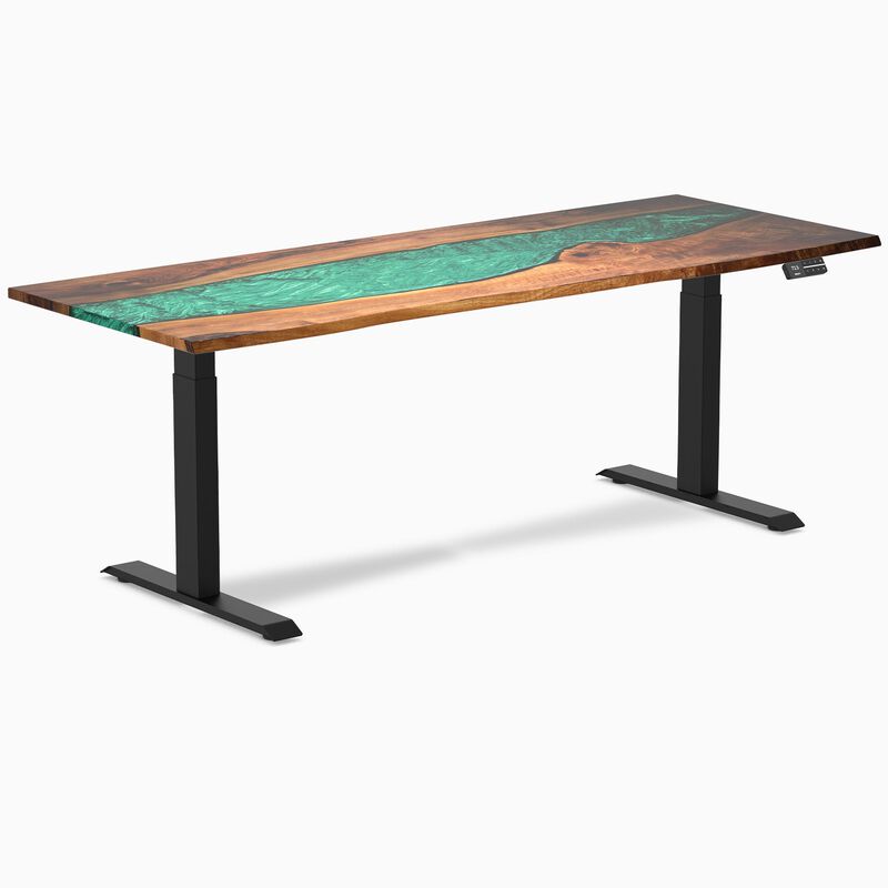 Desky Dual Resin Hardwood Sit Stand Desk image number 0