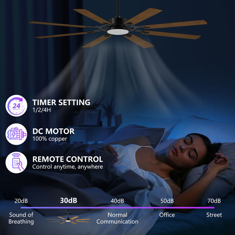 Modern 72-Inch Indoor/Outdoor Ceiling Fan &ndash; Dimmable LED, Energy-Saving DC Motor image number 3