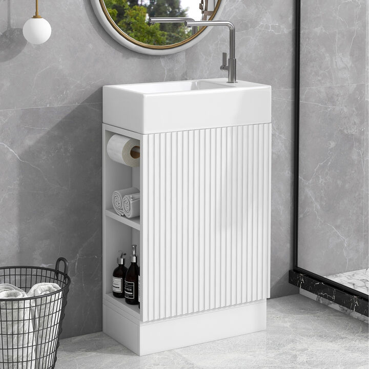 Merax Bathroom Vanity Cabinet with Two-tier Shelf