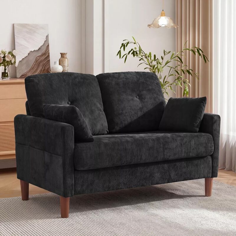 Vipbear 48" Chenille Loveseat Sofa for Small Spaces &ndash; 2-Seater Couch with Deep Seat, Side Pocket image number 8