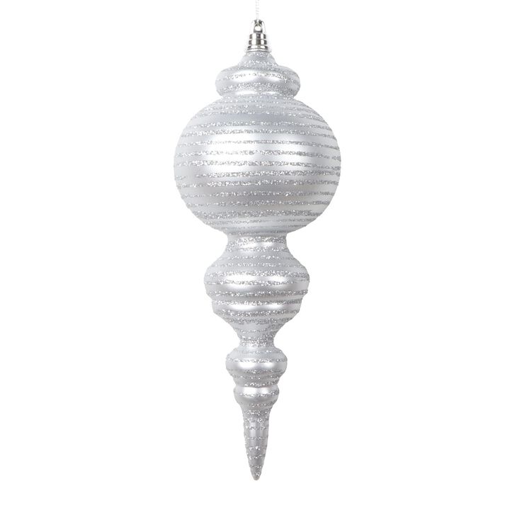 Vickerman 10" Matte Silver Finial Ornament, 2 per Bag.