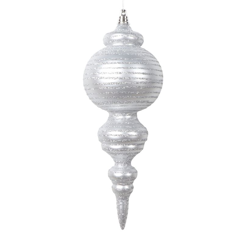 Vickerman 10" Matte Silver Finial Ornament, 2 per Bag. image number 0
