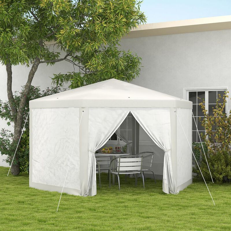 Hivvago 13' x 11' Hexagon Party Tent Canopy with Protective Mesh Walls image number 1