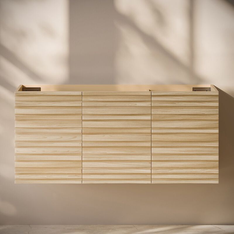 Cascade 48" Wall-Mounted Bathroom Vanity Cabinet without Top in Natural Oak image number 4