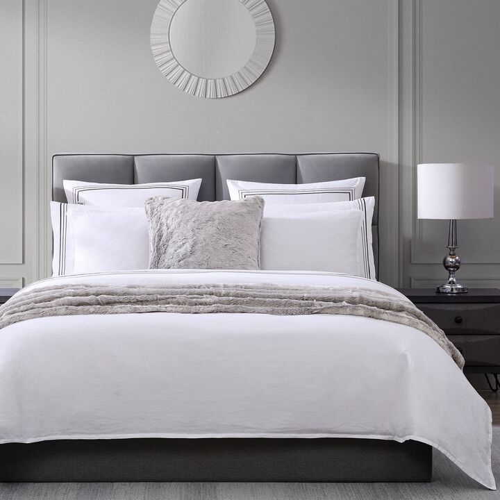 Border Embroidery Gray Queen Sheet Set