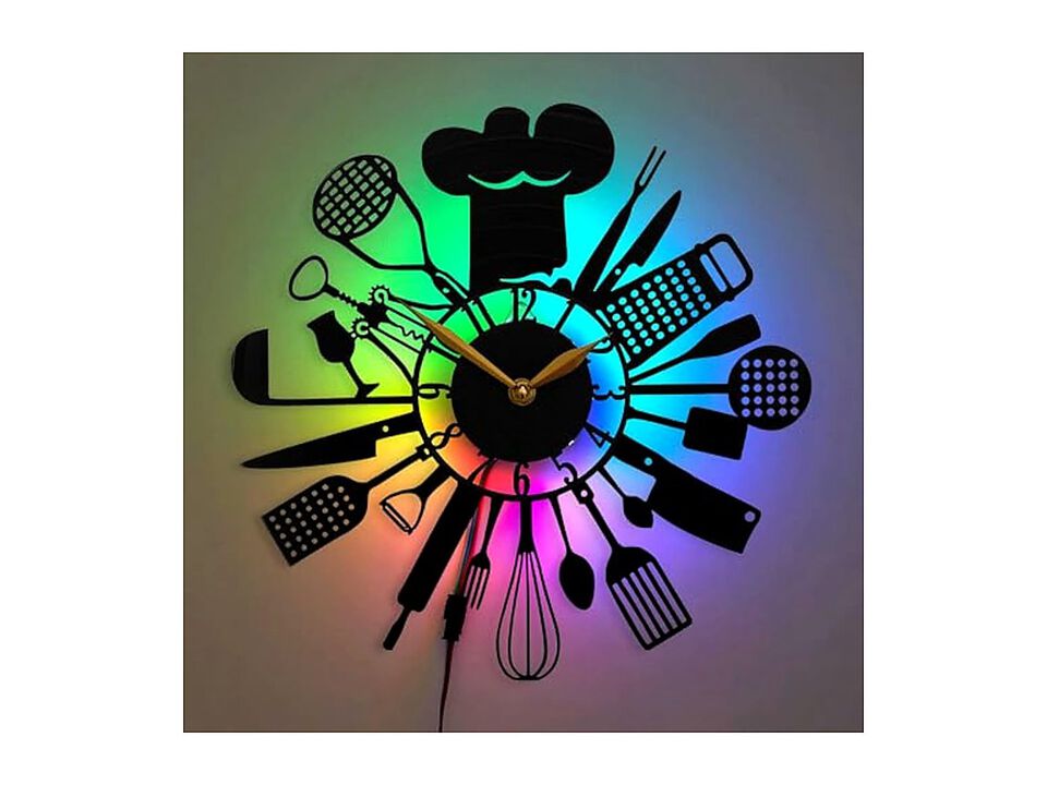 LED Light Black Retro Vinyl Record Wall Clock Modern Living Room Decor