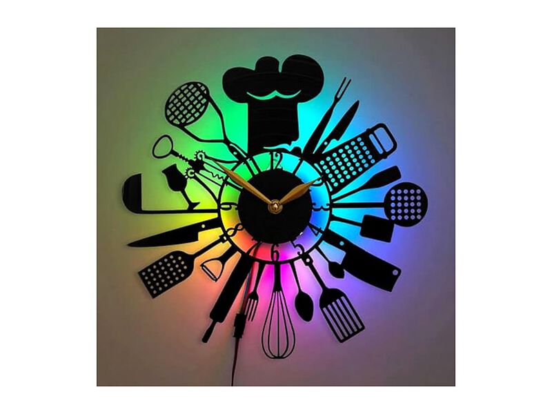 LED Light Black Retro Vinyl Record Wall Clock Modern Living Room Decor image number 0