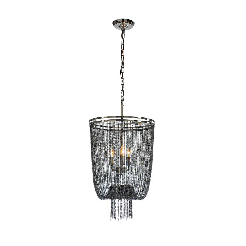 Contemporary Glam 3-Light 16" Chainmail Tassel Chandelier image number 0