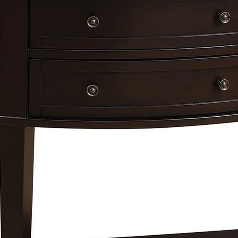 Demilune Wooden Console Table With 2 Drawers, Brown-Benzara