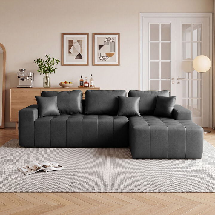 Kipur Faux Leather L-Shaped Sectional Couch