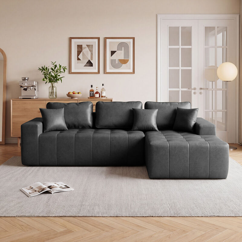 Kipur Faux Leather L-Shaped Sectional Couch image number 1
