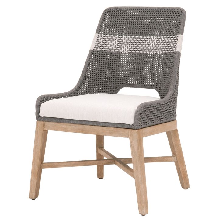 Interwoven Dining Chair with X Shaped Support, Set of 2, Dark Gray-Benzara