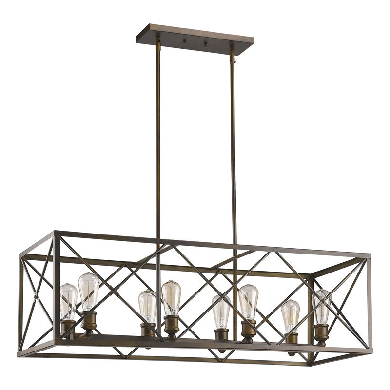 Hivvago Brooklyn 8-Light Oil-Rubbed Bronze Island Pendant With Metal Framework Shade