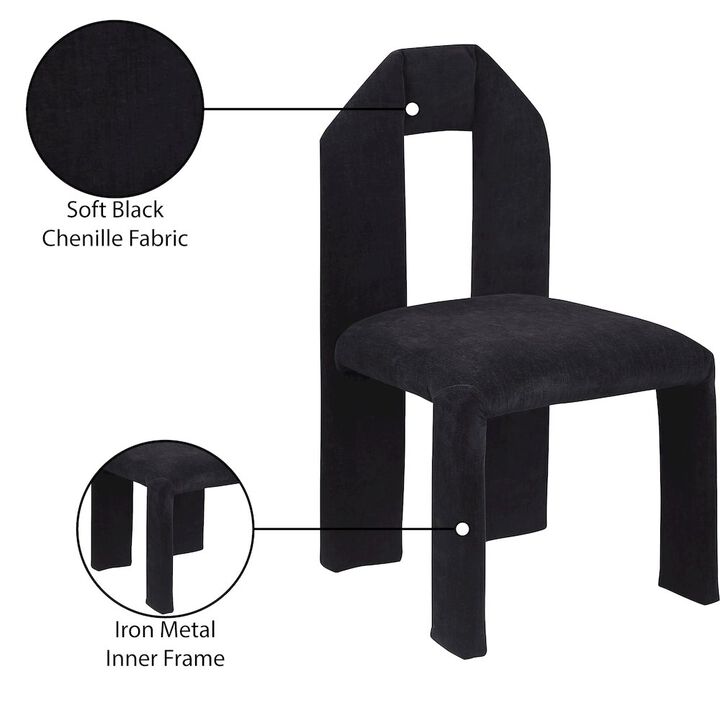 Meridian Furniture Bennett Black Chenille Fabric Dining Chair, Set of 2