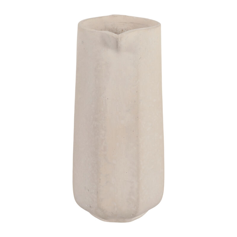 11x8" Paper Mache Jug W/ Rattan Handle, Ivory image number 3
