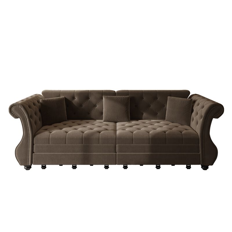 TATEUS Chesterfield Velvet Sofa Bed image number 0