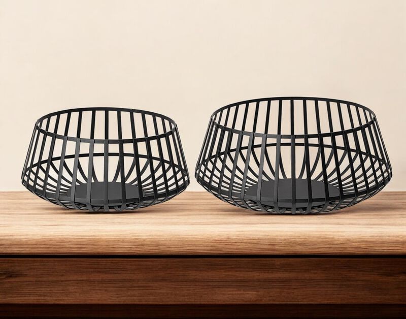 Set of 2 Metal Wire Decorative Bowls for Dining Table or Living Room Centerpiece