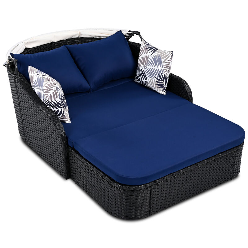 Merax Outdoor Sunbed Daybed with Adjustable Canopy