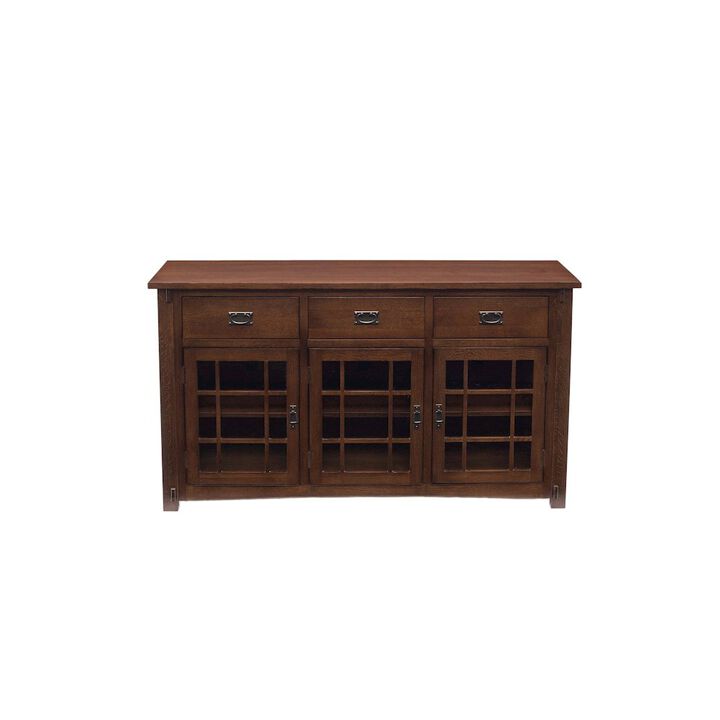 Crafters and Weavers Craftsman Mission Solid Oak Sideboard - 65 - Walnut Stain