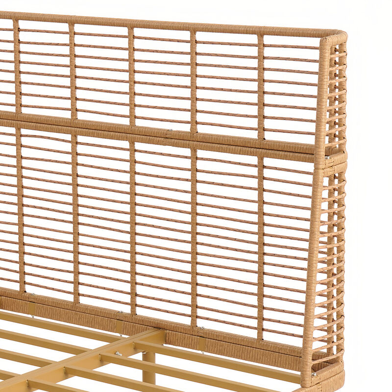 Christopher Knight Home Orinda Coastal Grid PE Wicker Bed with Wingback Headboard