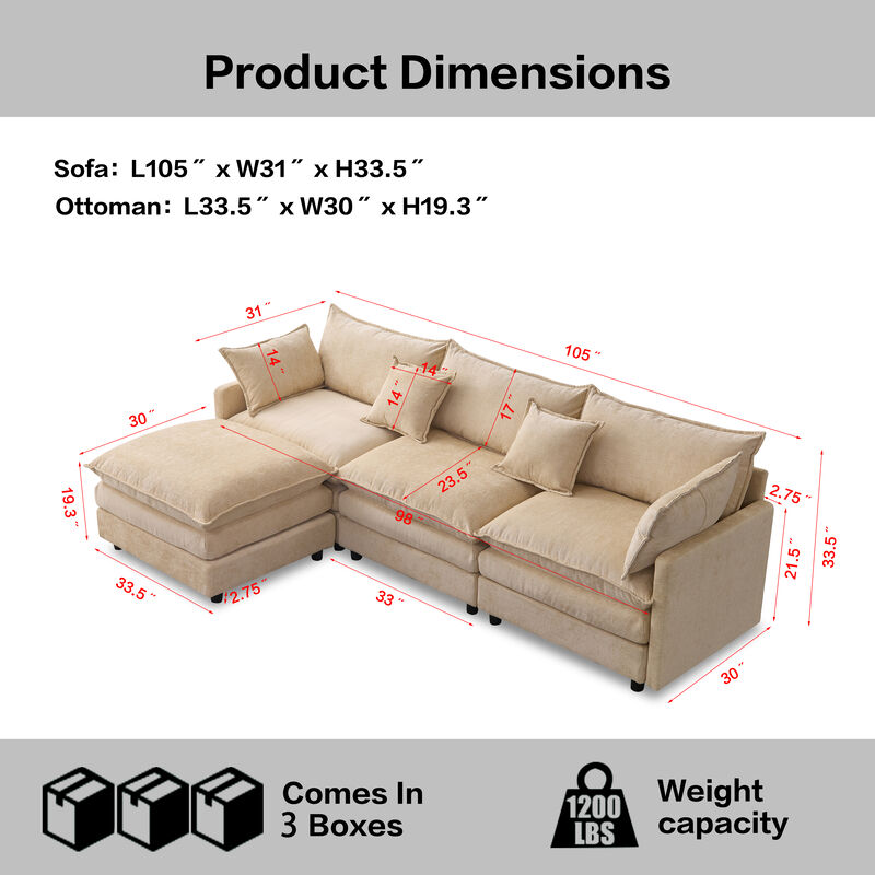 Vulwab 105" Modular Sectional Couch image number 9