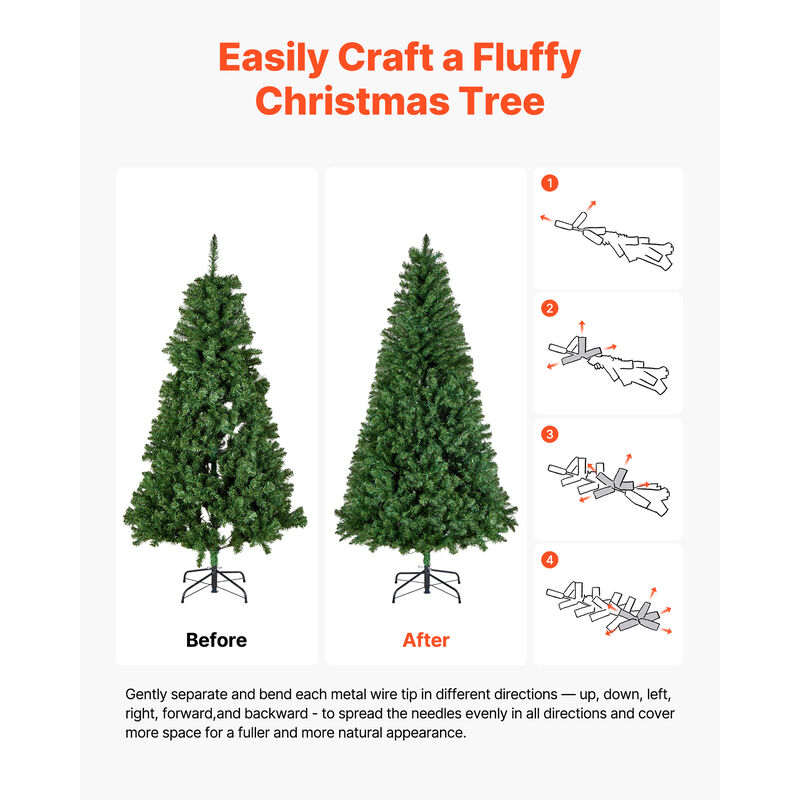 VEVOR Christmas Tree 6ft Xmas Tree with 330 Colorful LEDs & 11 Lighting Modes image number 5