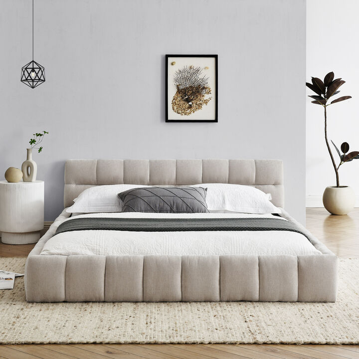 Merax Grounded Queen-Size Upholstered Platform Bed