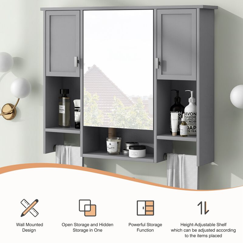 ELEMENT ACE Modern Wall Mounted Bathroom Storage Cabinet with Mirror and Towel Bar image number 6