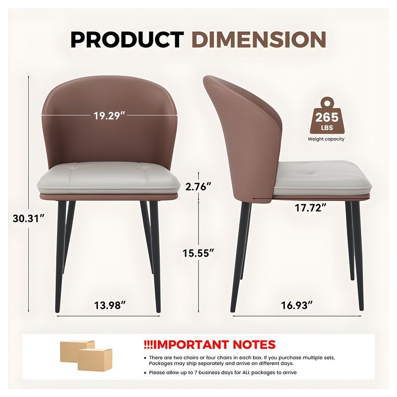 Modern PU Leather Dining Chair Set of 4 image number 5