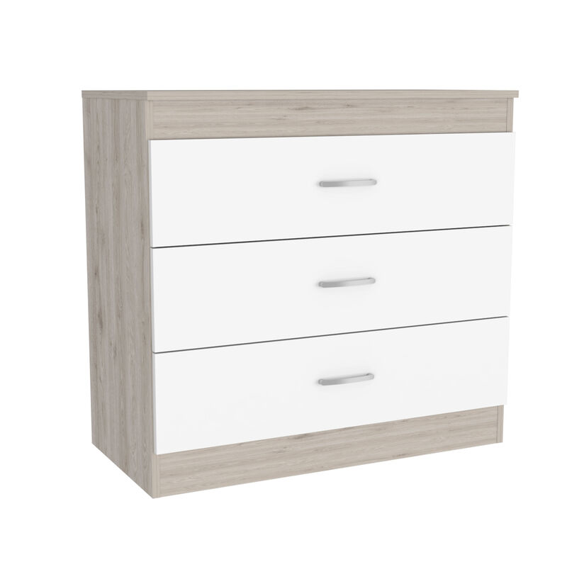 Three Drawer Dresser Lial, Bedroom, Light Gray / White