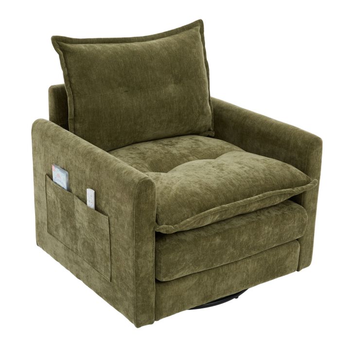 Secra Modern Chenille Swivel Accent Chair