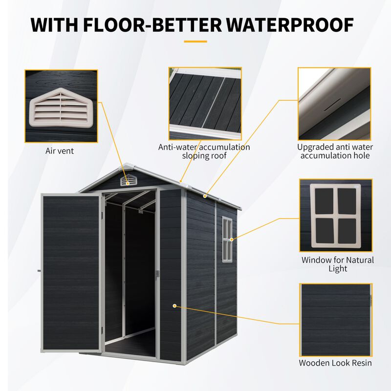 4 ft x 6 ft Outdoor plastic Storage Shed with floor image number 4