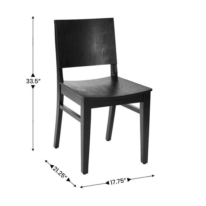 Flash Furniture Naples Solid Wood Dining Chair with Curved Backrest and Black Finish