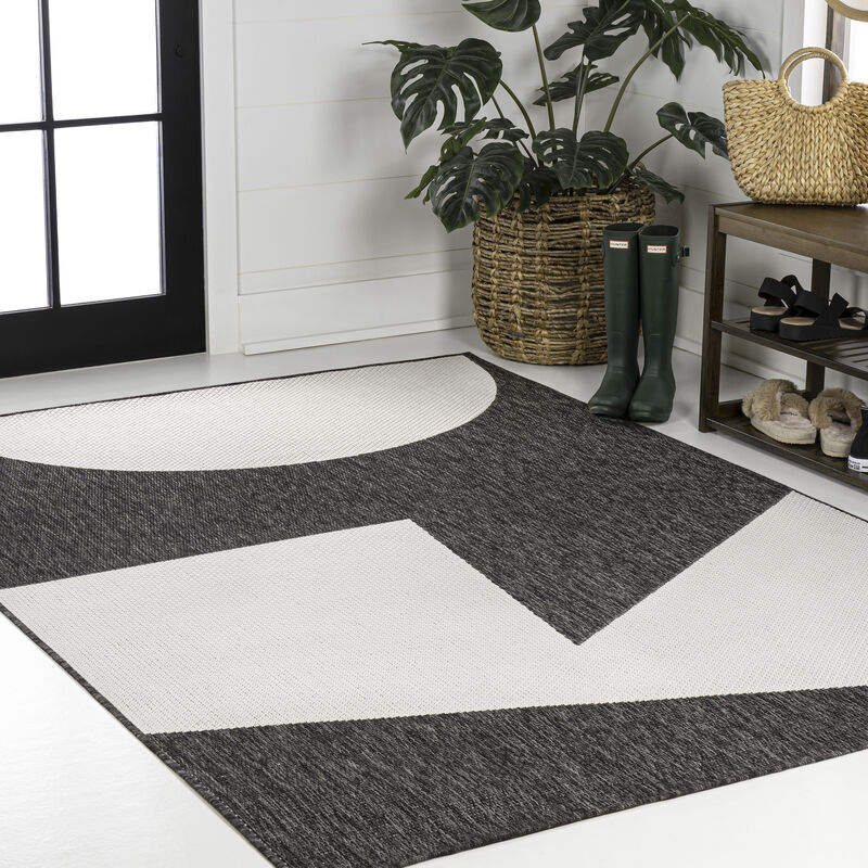 Lucian Modern Geometric Abstract Two-Tone Indoor/Outdoor Area Rug