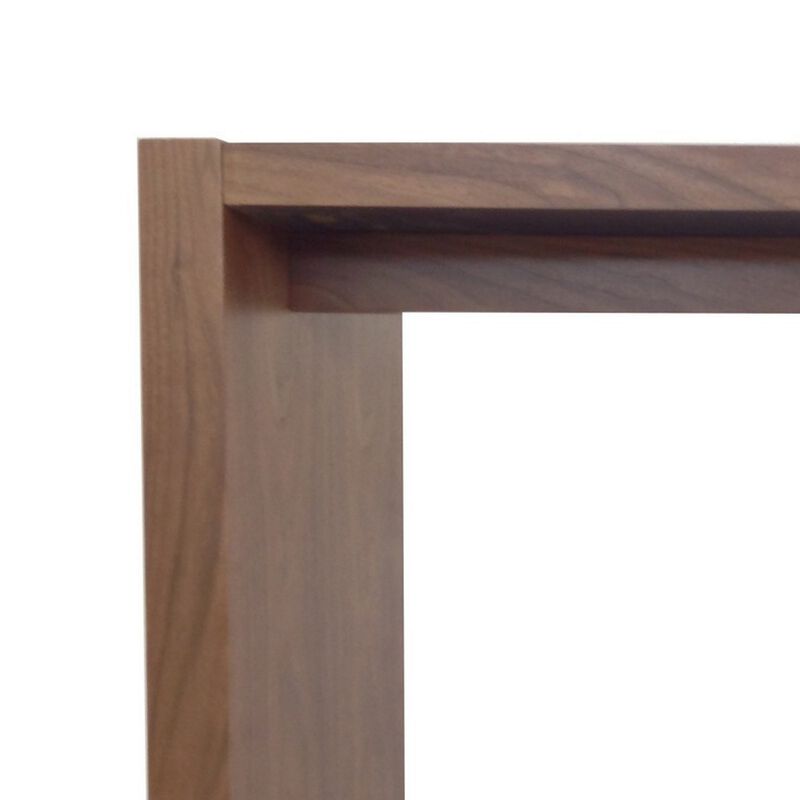 Joey 60 Inch Modern Bar Table, Lacquered Brown Finish, Composite Wood Frame