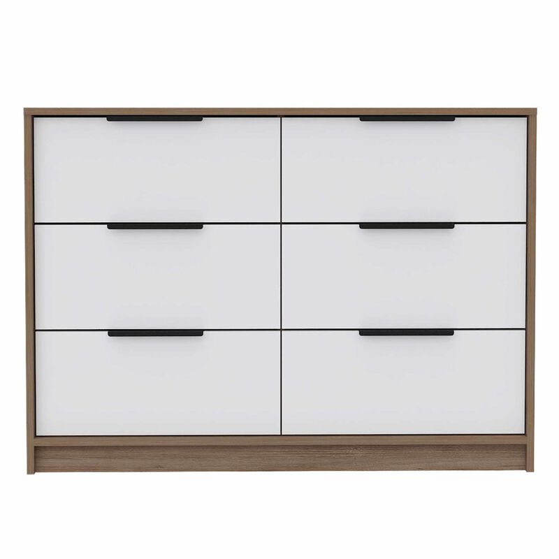 Plethoria Home 6-Drawer Rectangle Dresser Pine and White