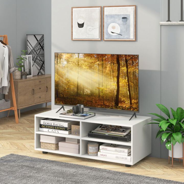 Hivvago TV Console Table with Adjustable Shelves and Cable Management Hole for TV up to 40"