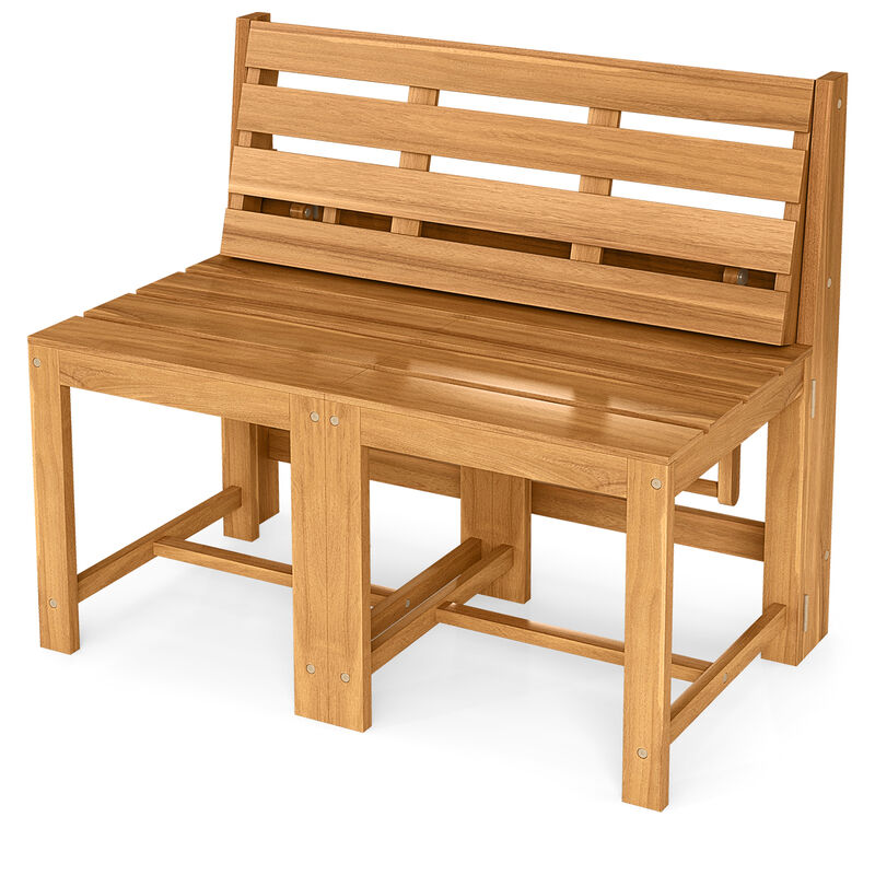 Outdoor 3-in-1 Acacia Wood Loveseat Bench with Slat Design