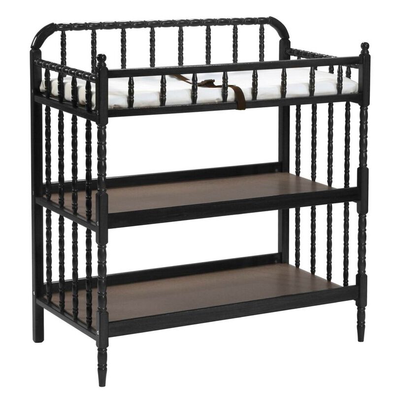 Classic Wood Finish Baby Changing Station with Waterproof Pad and Safety Rails