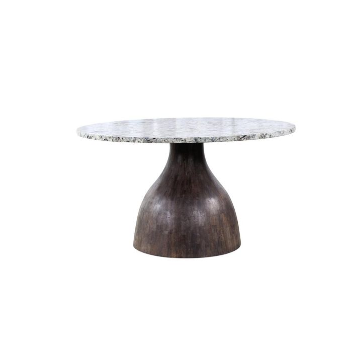 World Interiors Fargo 54" Dining Table in Alaska White Marble with Blackwash Base