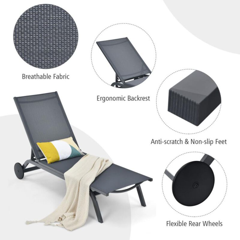 Hivvago 6-Position Adjustable Fabric Outdoor Patio Recliner Chair