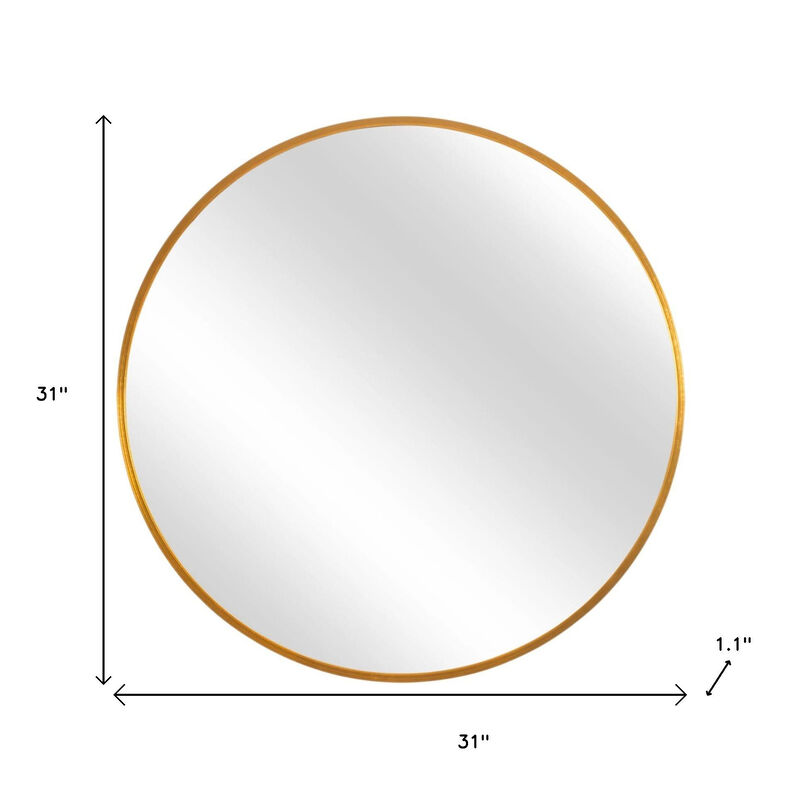 HomeRoots 31" Gold Metal Round Framed Accent Mirror image number 5