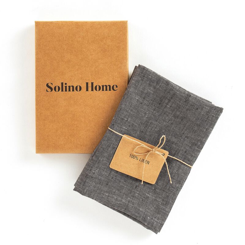 Solino Home Kitchen Linen 100% Linen Kitchen Towels &ndash; Set of 2, 17 x 26 in, Machine Washable, Holiday and Everyday Dining