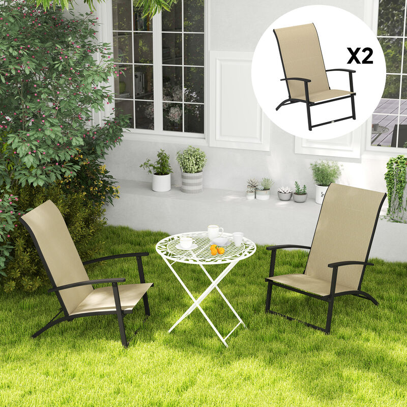 Hivvago Set of 2 High Back Folding Patio Chairs with Armrests image number 7